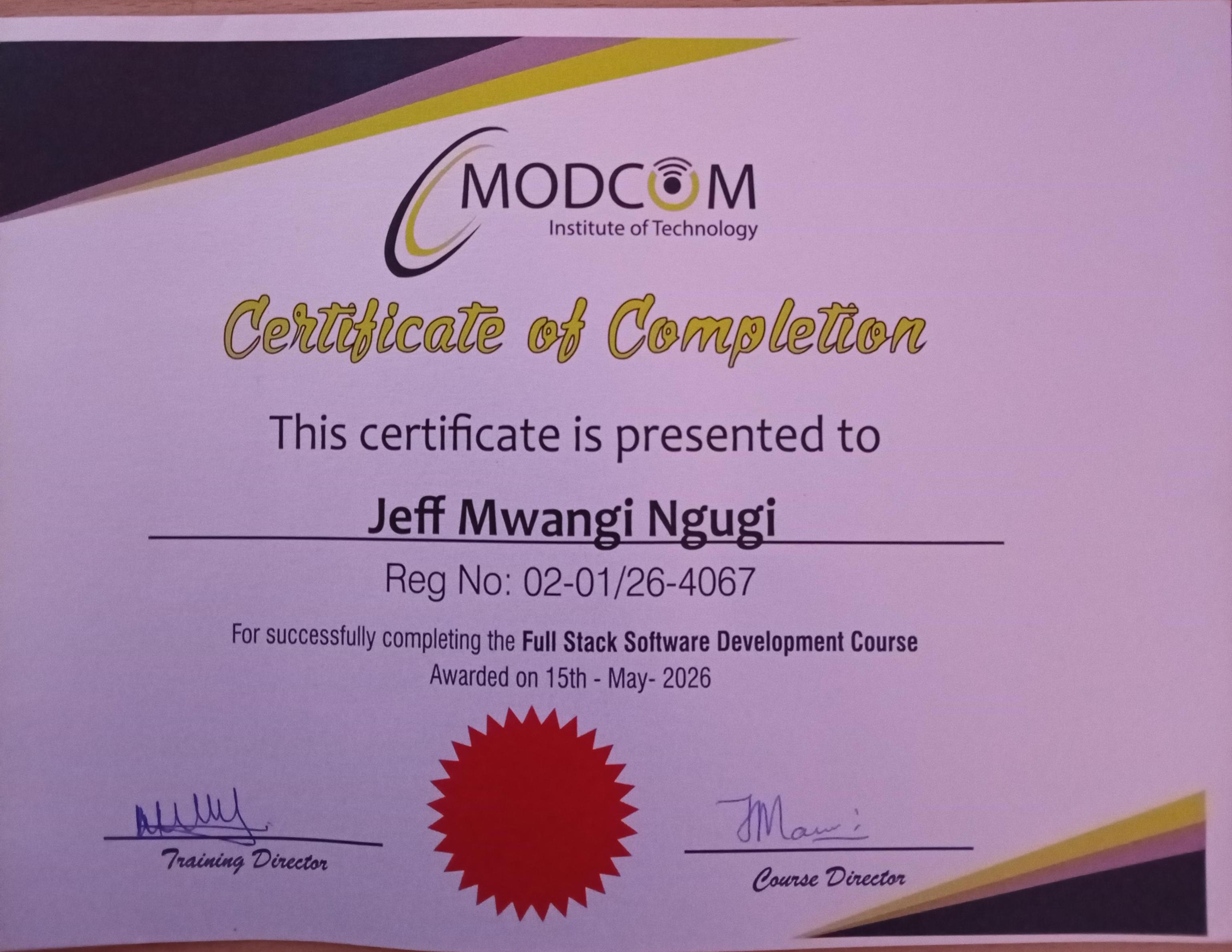 Full-Stack Web Development, Modcom Institute